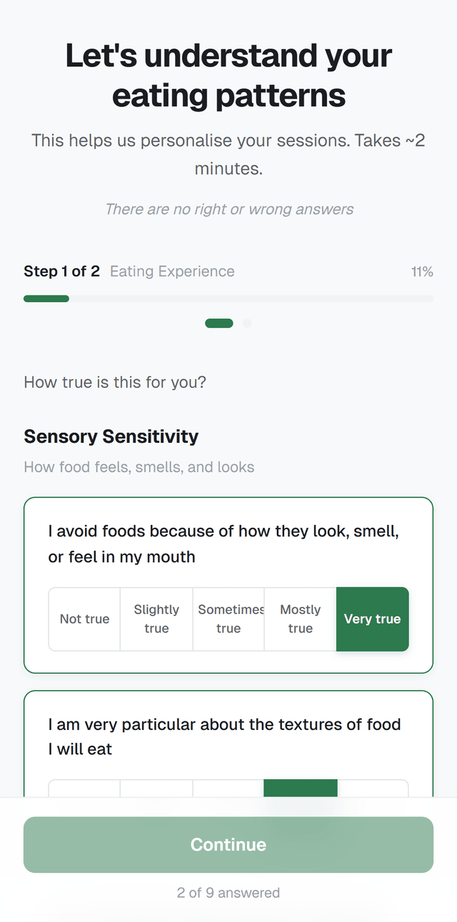 Assessment screen